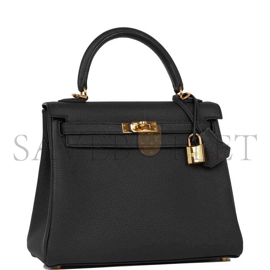 HERMÈS MASTER KELLY 25 RETOURNE BLACK TOGO GOLD HARDWARE (25*17*7cm)